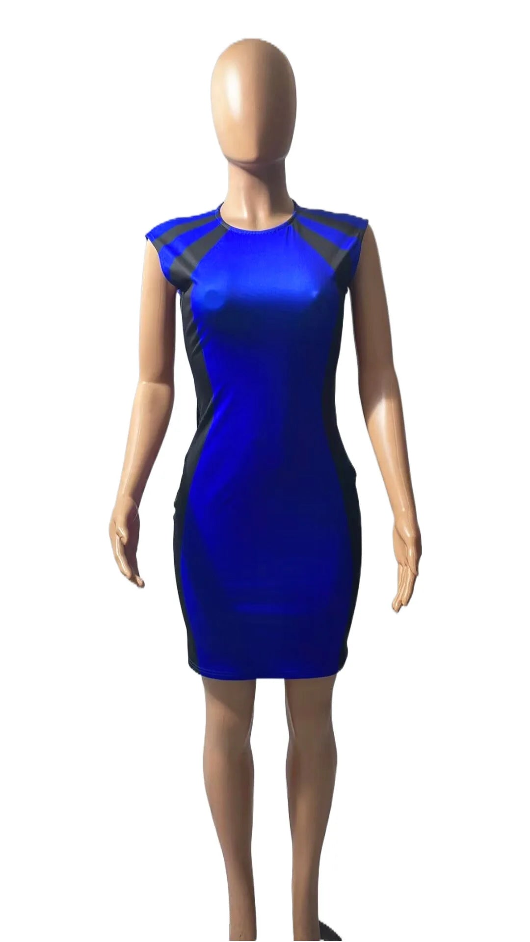 Women Wrap Hip Dress Striped Slim Fit Sleeveless Zipper Mini Dress Sheath Round Neck Casual Vestidos Office Lady Summer - She Vibess By C2P
