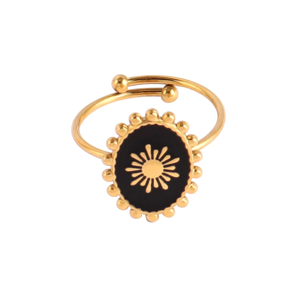 Stainless Steel Rings Open Rings For Women Rings Wide Ring Colorful Geometry Chain Female Rings Jewelry Party Gift Wholesale - She Vibess By C2P