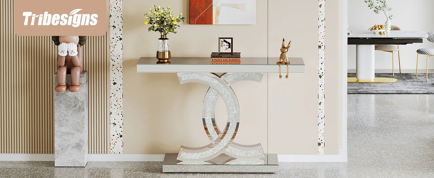 Tribesigns Gold Entryway Table, Modern 39-Inch Console Faux Marble Narrow Wood Sofa with Geometric Metal Legs - She Vibess By C2P