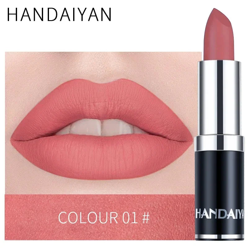 Matte Pink Velvet Lipstick Sexy Nude Red Brown Purple Lipgloss Gloss Velvety Lipstick Waterproof Makeup Long Lasting Lipstick - She Vibess By C2P