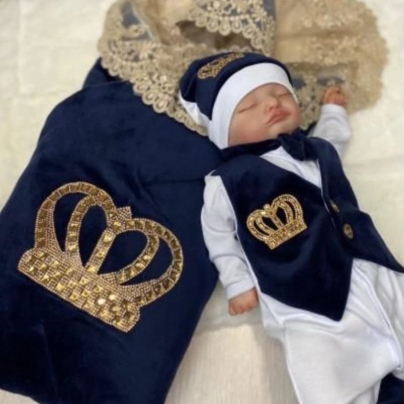 Velvet Newborn Baby Boy Outfits Blazer Vest Kids Clothing Cotton Infant Products Body Suit Shirt Pants Mittens Receiving Blanket - She Vibess By C2P