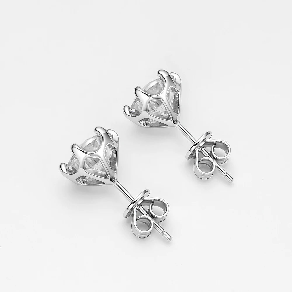 FEOBUR 0.2-2 Carat Moissanite Stud Earring Screw Backs S925 Silver Women Brilliant Diamond Ear Studs Party Fine Jewelry Gifts - She Vibess By C2P