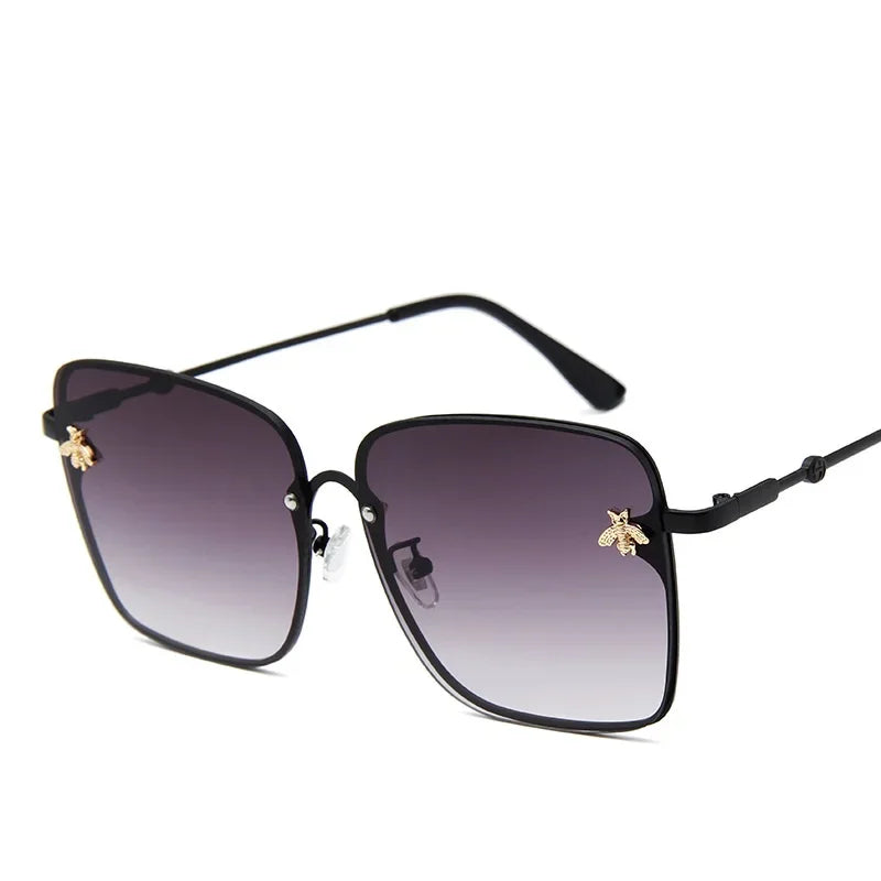 2024 New Fashion Lady Oversized Rimless Square Bee Sunglasses Women Men Small Glasses Gradient Sun Glasses Female UV400 - She Vibess By C2P