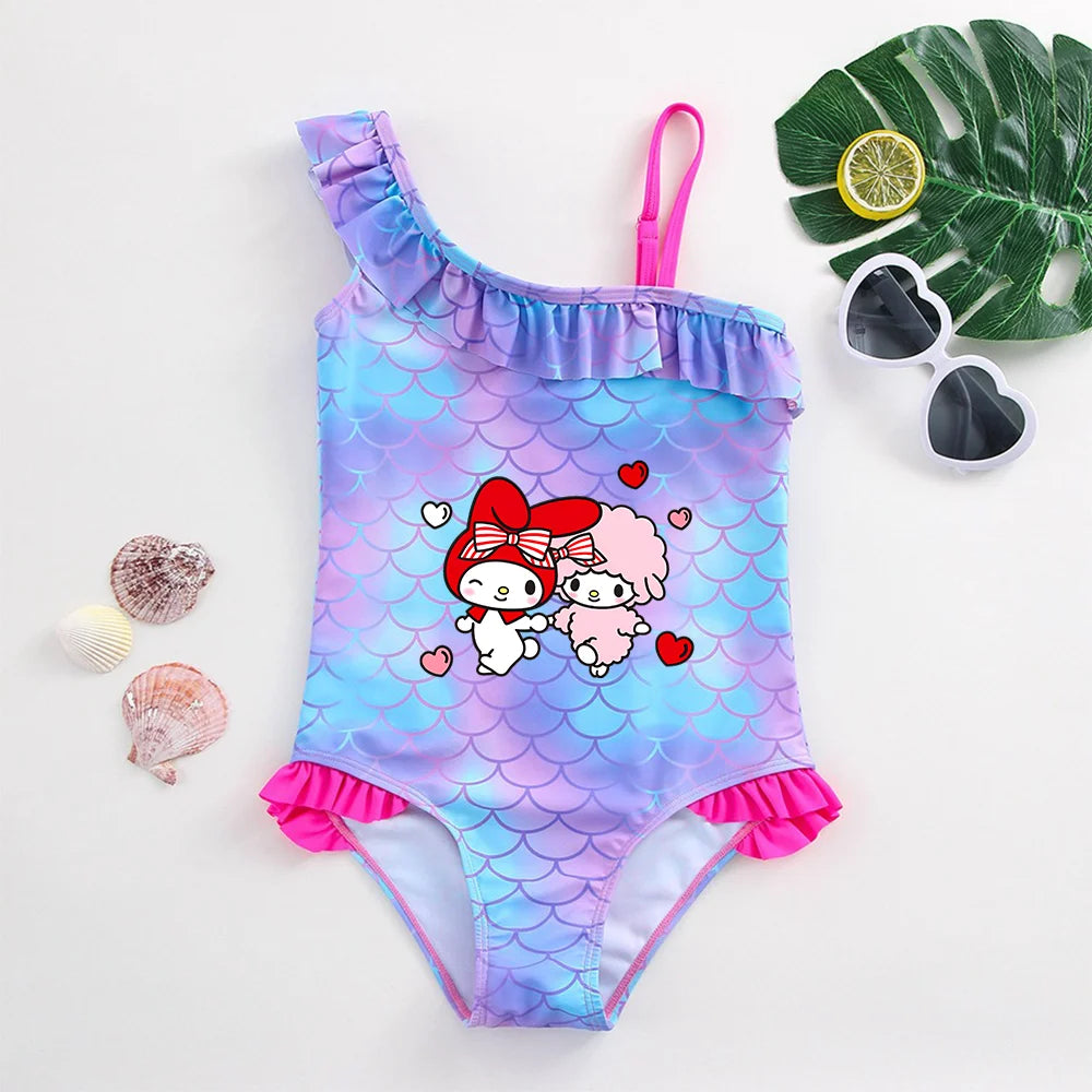My Melody Girls Tankini Swimsuits Summer Beach wear Kids Wear Bathing Suits Children's Bikini Dresses Swimsuits Fashion Mermaid - She Vibess By C2P