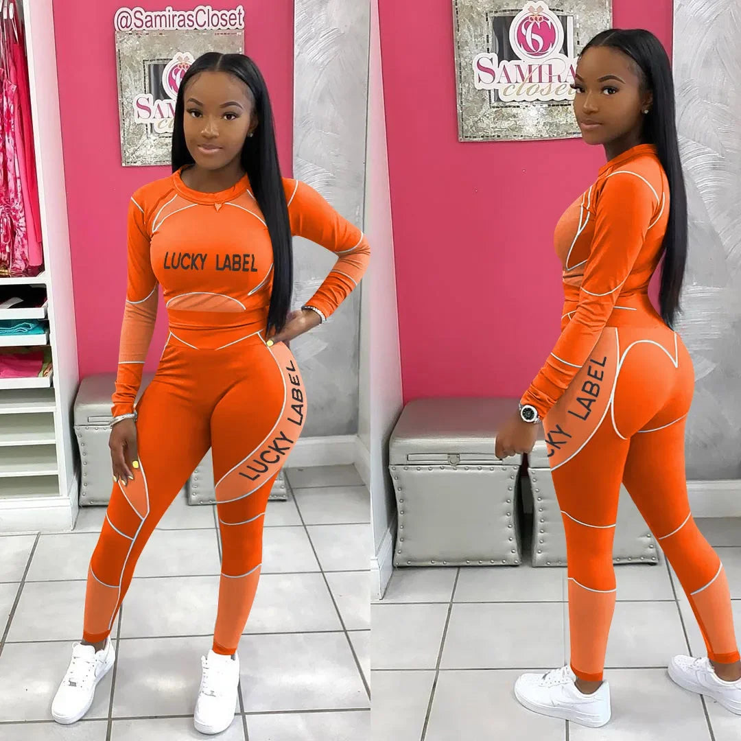 Casual Women's Long Sleeve Hoodie Set Printed Fashion Autumn Sportswear Two Pieces Outfit Comfortable Streetwear Style - She Vibess By C2P