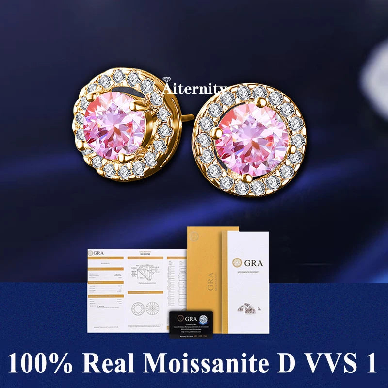 2 GRA Certificates S925 Sterling Silver Stud Earrings For Women And Men 100% Real Moissanite Pass Diamond Test Pen Fine Jewelry - She Vibess By C2P