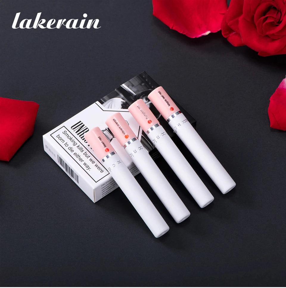 4 pcs/set Cigarette Lipstick Set Long Lasting Lip Glaze Matte Lip Gloss Waterproof Lip Stick Tube Nude Lip Tint Makeup Cosmetics - She Vibess By C2P