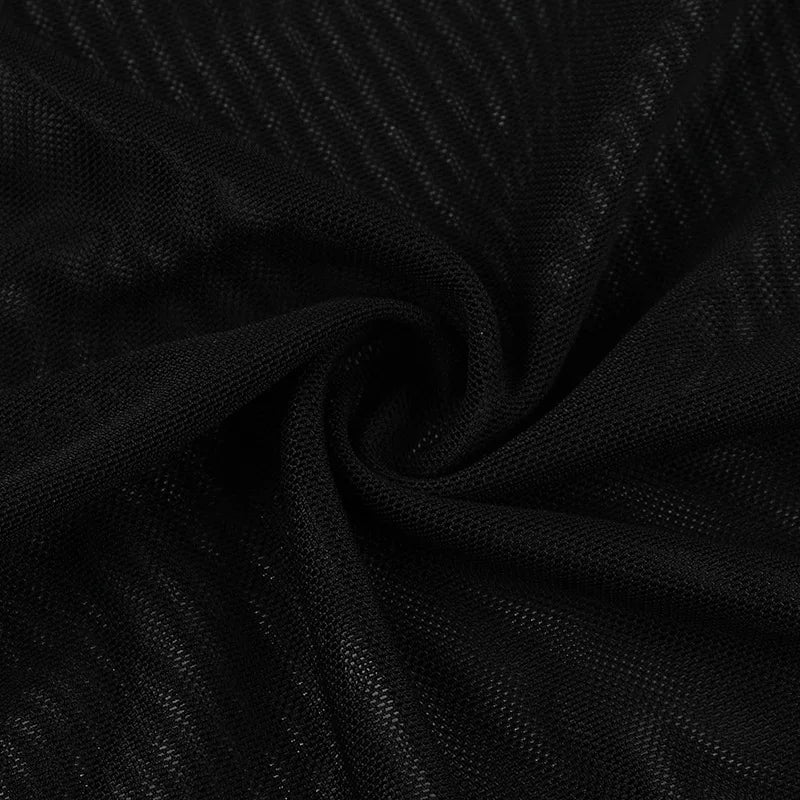 Y2k Summer New Solid Color Long Sleeve Off Shoulder Dresses Sexy Wrap Hip Mesh See Through Ruched Patchwork Long Dress 2024 New - She Vibess By C2P