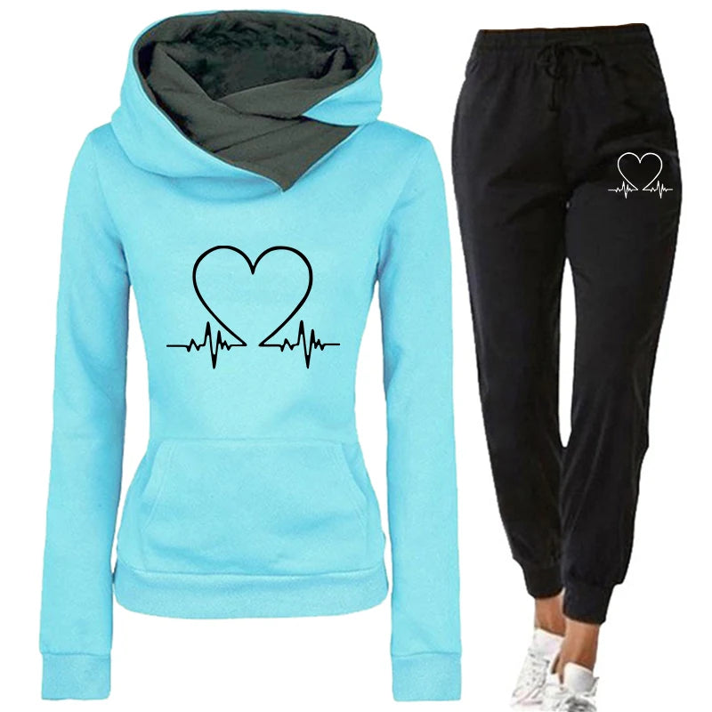 Woman Tracksuit Two Piece Set Winter Warm Hoodies+Pants Pullovers Sweatshirts Female Jogging Woman Clothing Sports Suit Outfits - She Vibess By C2P