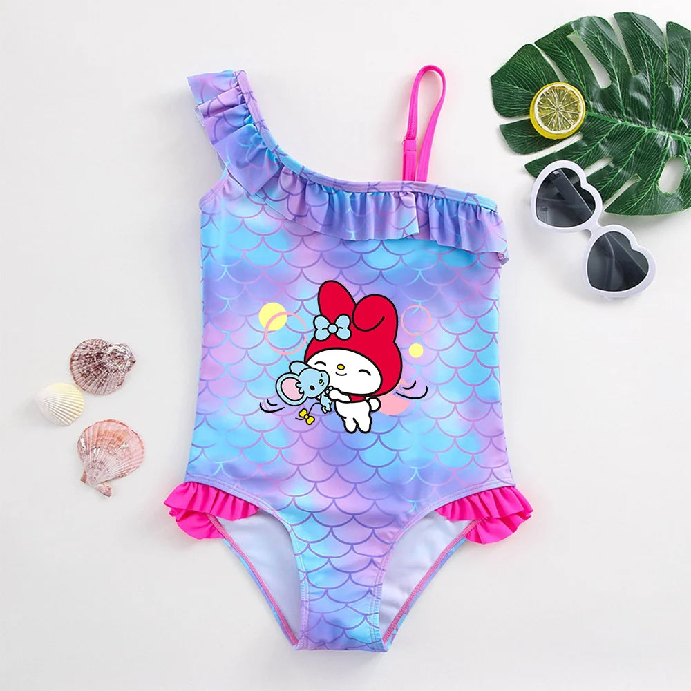 My Melody Girls Tankini Swimsuits Summer Beach wear Kids Wear Bathing Suits Children's Bikini Dresses Swimsuits Fashion Mermaid - She Vibess By C2P