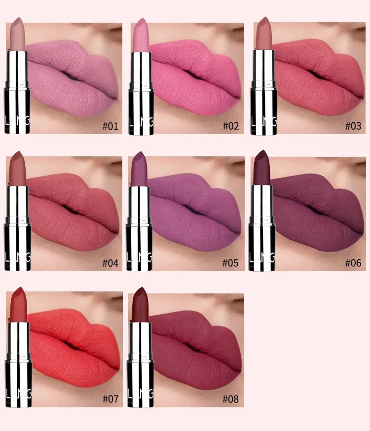1PC Waterproof Nude Pink Lipstick Matte Lips Stick Long Lasting Non-stick Cup Lip Gloss Moisturizing Lipsticks Make-up Cosmetic - She Vibess By C2P