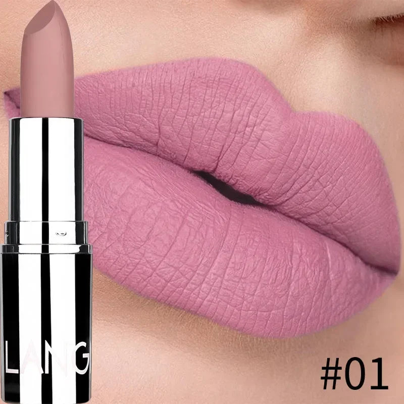 1PC Waterproof Nude Pink Lipstick Matte Lips Stick Long Lasting Non-stick Cup Lip Gloss Moisturizing Lipsticks Make-up Cosmetic - She Vibess By C2P