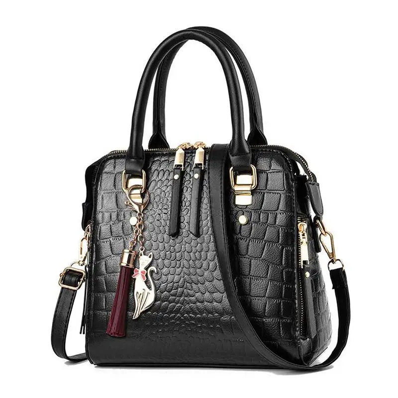 Yogodlns Luxury Crocodile Pattern Handbag Women Winter New PU Leather Tassel Shoulder Bag Brands Design Handle Bag Lady Purse - She Vibess By C2P