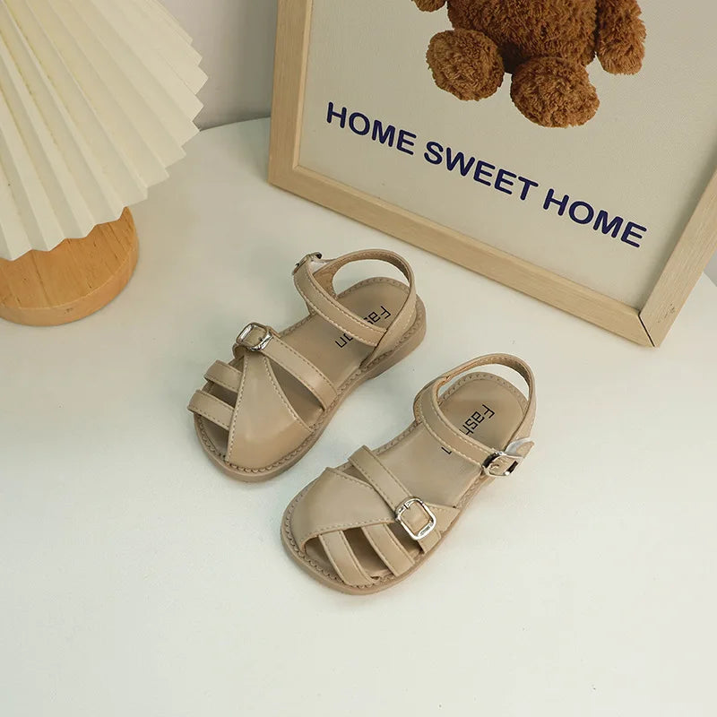 Girl's T-strap Shoes Hollow Out British Style Soft Classic Children Mary Janes 23-34 Infant Round Toe Flat Summer Kids Sandals - She Vibess By C2P