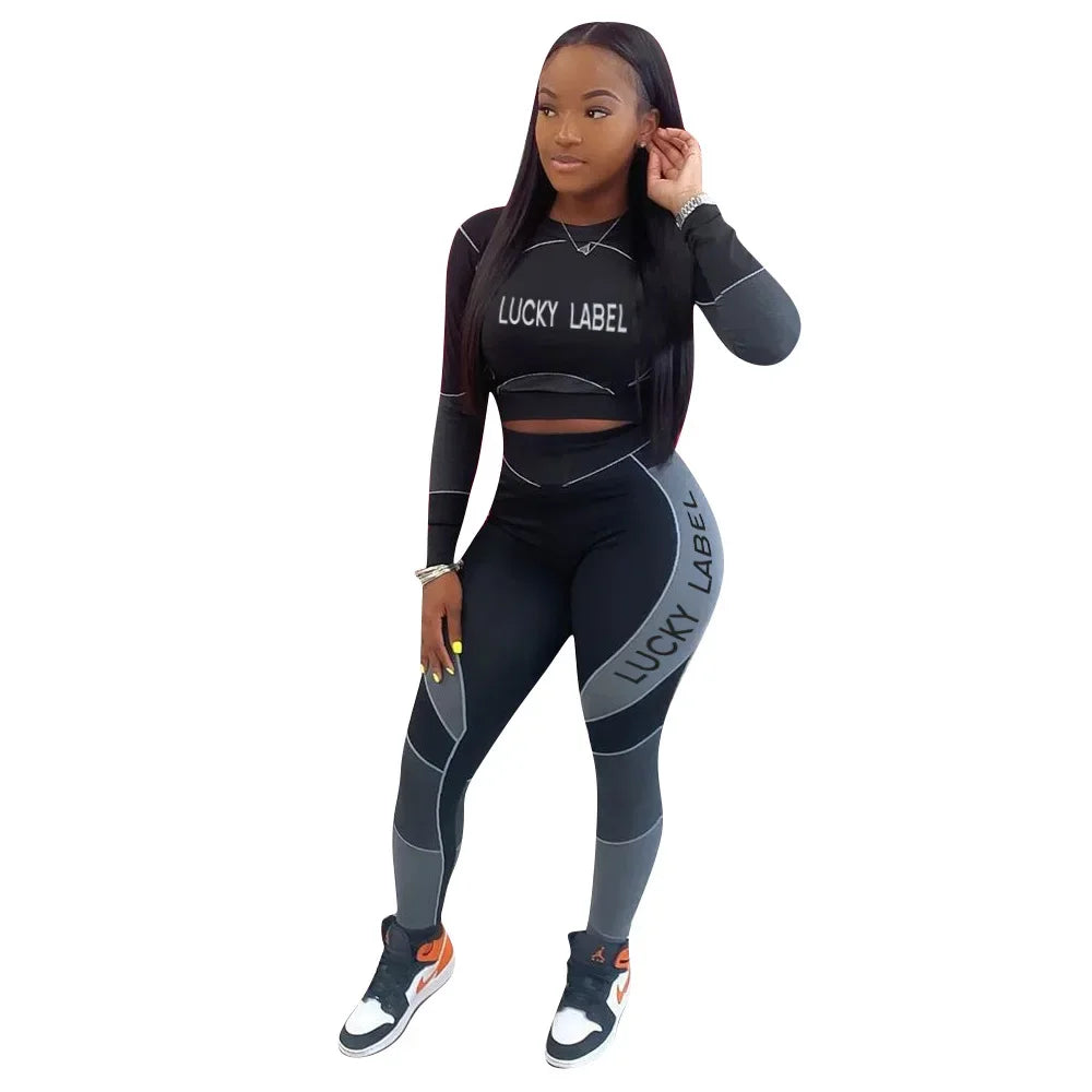 Casual Women's Long Sleeve Hoodie Set Printed Fashion Autumn Sportswear Two Pieces Outfit Comfortable Streetwear Style - She Vibess By C2P