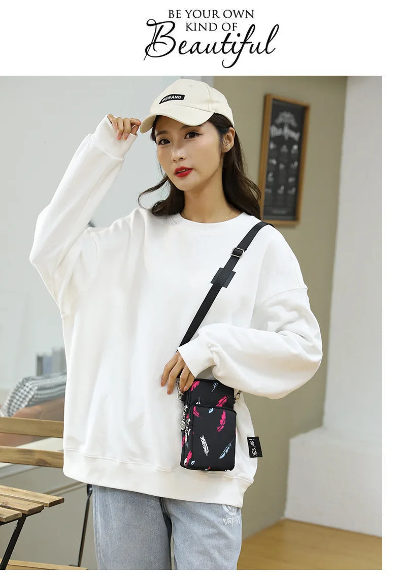 New Women Mobile Phone Bag Nylon Cell Phone Bag Coin Purse Strap Shoulder Bag Small Crossbody Bags for Women Wallet Travel Purse - She Vibess By C2P
