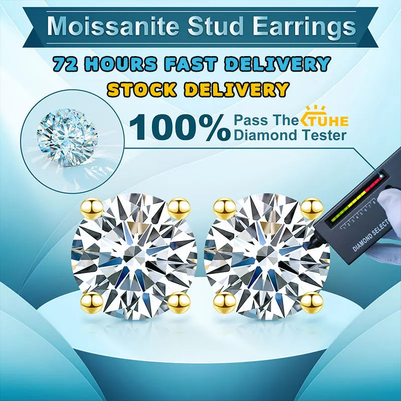 TUHE Unisex Classic Round Moissanite Earring For Women Jewelry 5MM/6MM/7/MM Silver 925 Fashion Earrings Women Gift - She Vibess By C2P