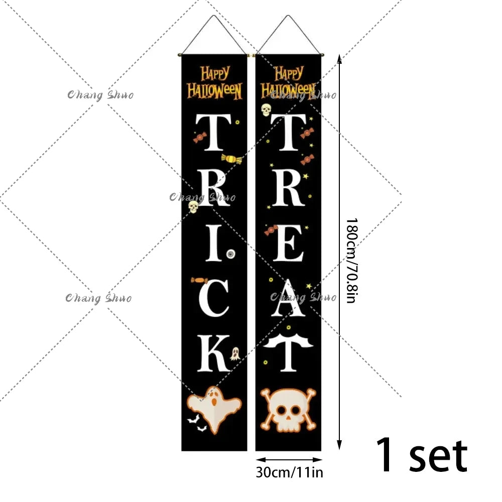 Halloween Hanging Door Curtain Banner Pumpkin Ghost Happy Halloween Decorations For Home Trick Or Treat Horror Party Supplies - She Vibess By C2P