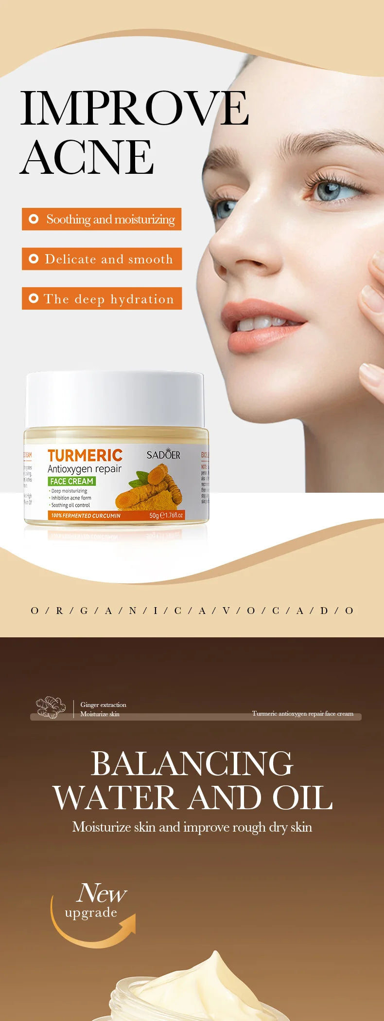 Natural Handmade Turmeric Soap Face Cream Serum Skin Care Set Clean Cutin Oil Control Removal Acne Whitening Remove Dark Spots - She Vibess By C2P