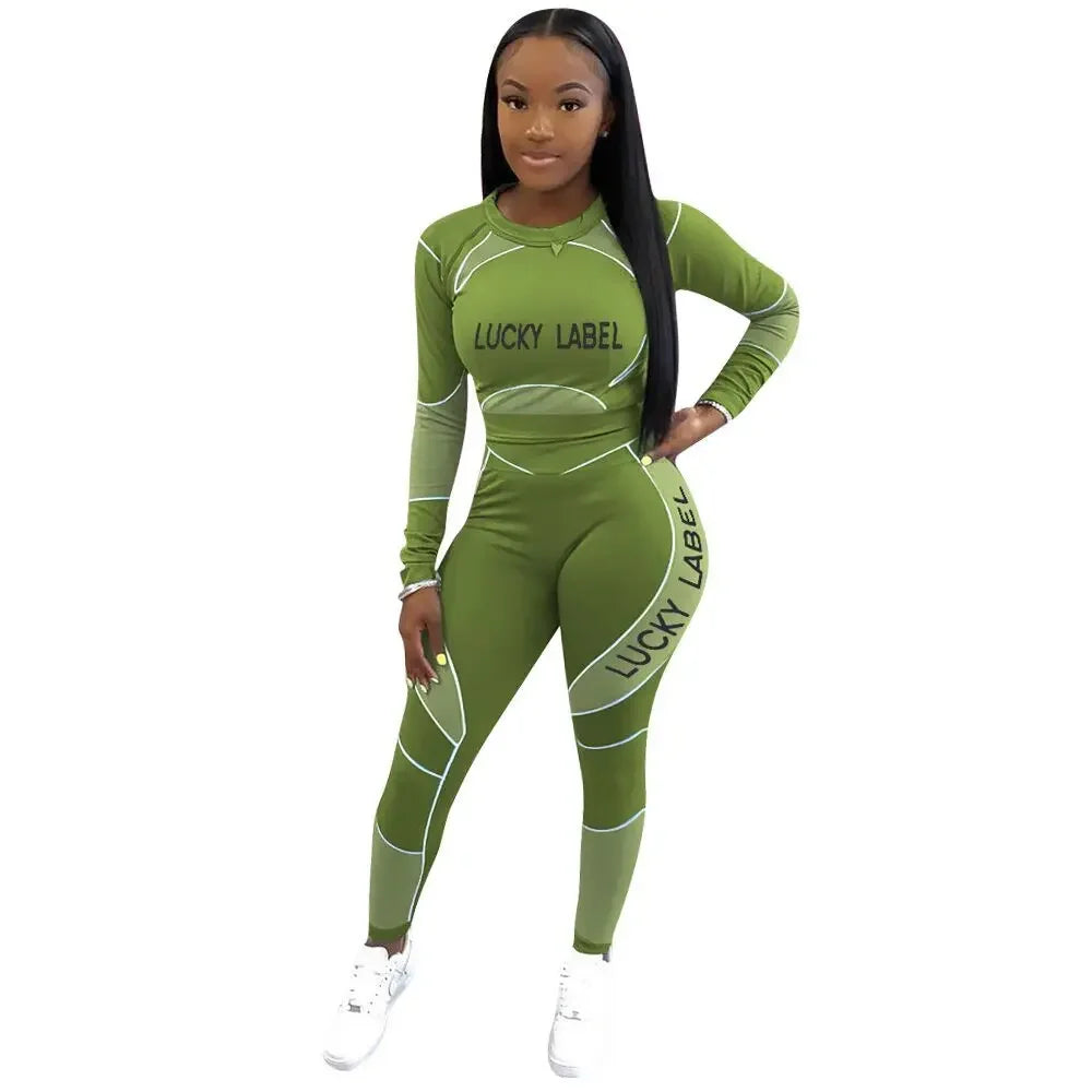 Casual Women's Long Sleeve Hoodie Set Printed Fashion Autumn Sportswear Two Pieces Outfit Comfortable Streetwear Style - She Vibess By C2P