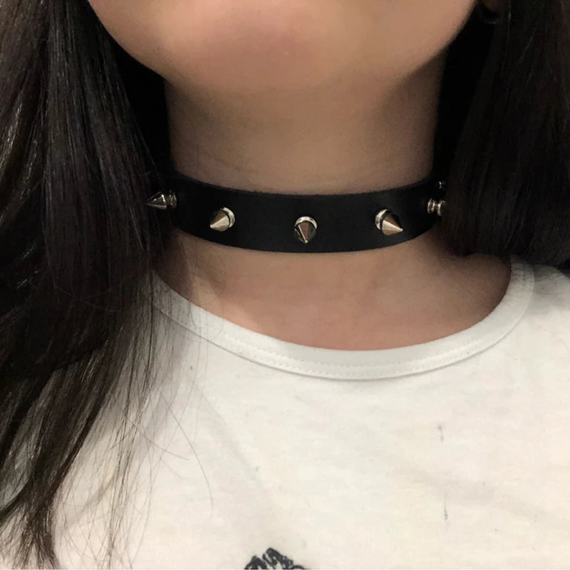 Harajuku Punk Rock Gothic Choker Necklace Women Sexy PU Leather Heart Lock Key Spike Collar Chocker Gothic Cosplay Accessories-I’m Over 21 - She Vibess By C2P