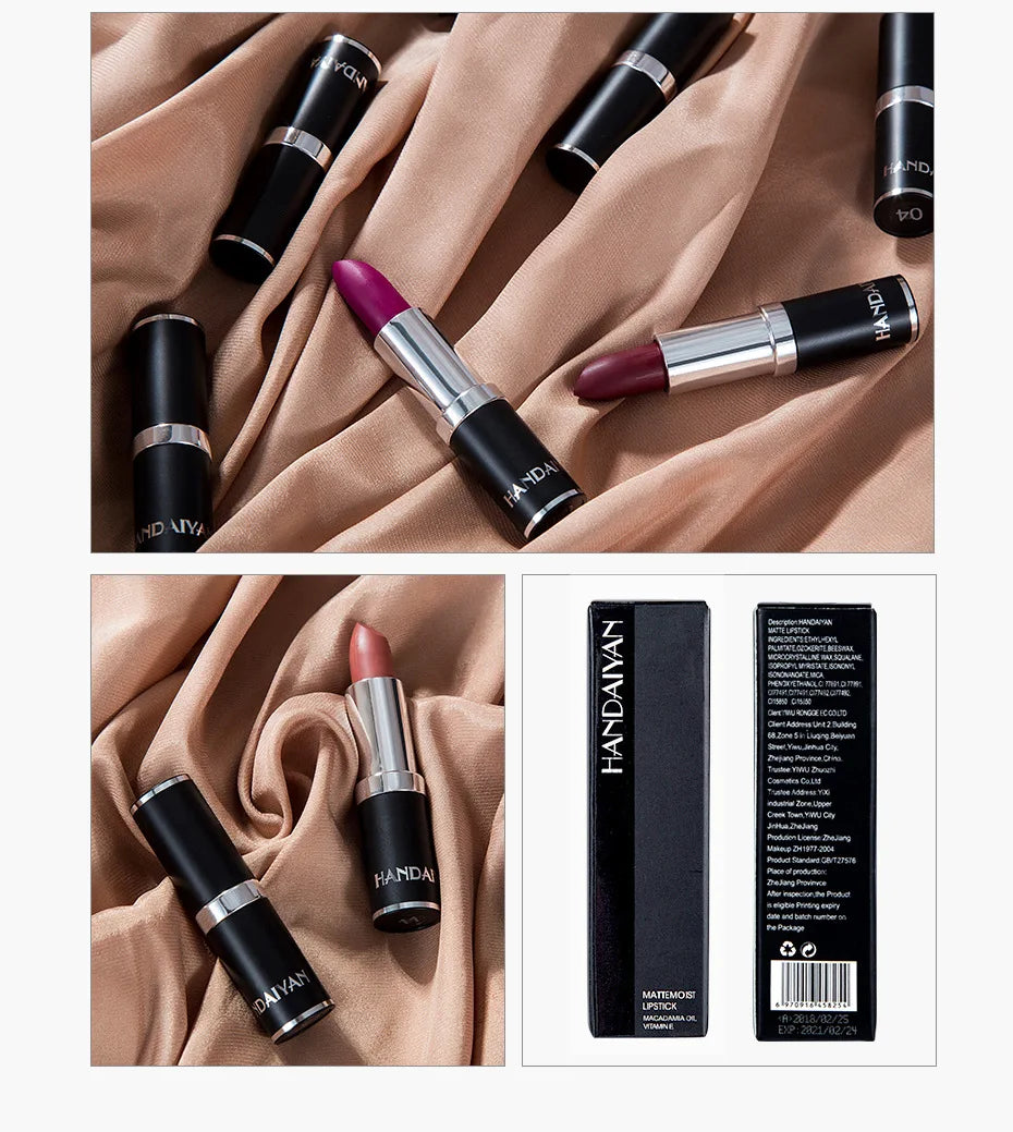 Matte Pink Velvet Lipstick Sexy Nude Red Brown Purple Lipgloss Gloss Velvety Lipstick Waterproof Makeup Long Lasting Lipstick - She Vibess By C2P