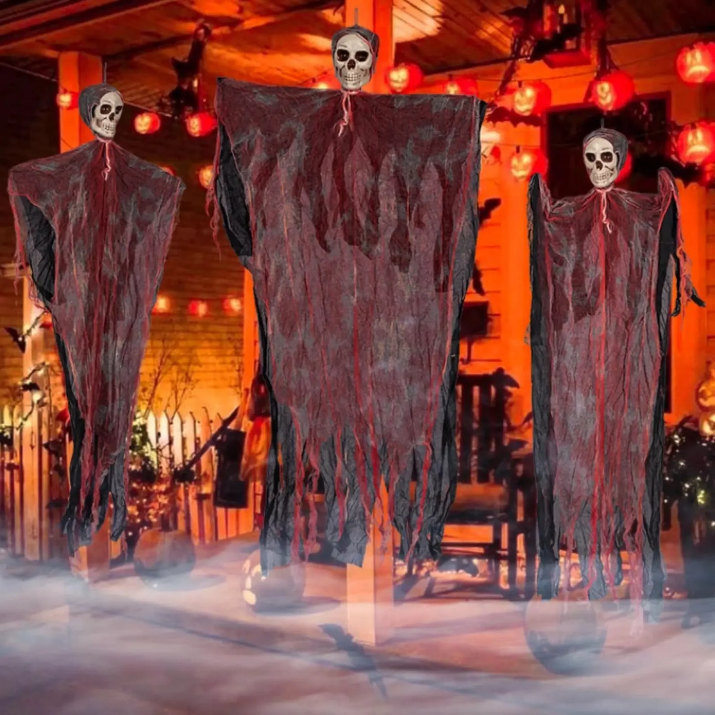 Scary Halloween Hanging Ghost Skull Halloween Party Decoration Hanging Grim Reaper Garden Bar Haunted House Skeleton Prop - She Vibess By C2P