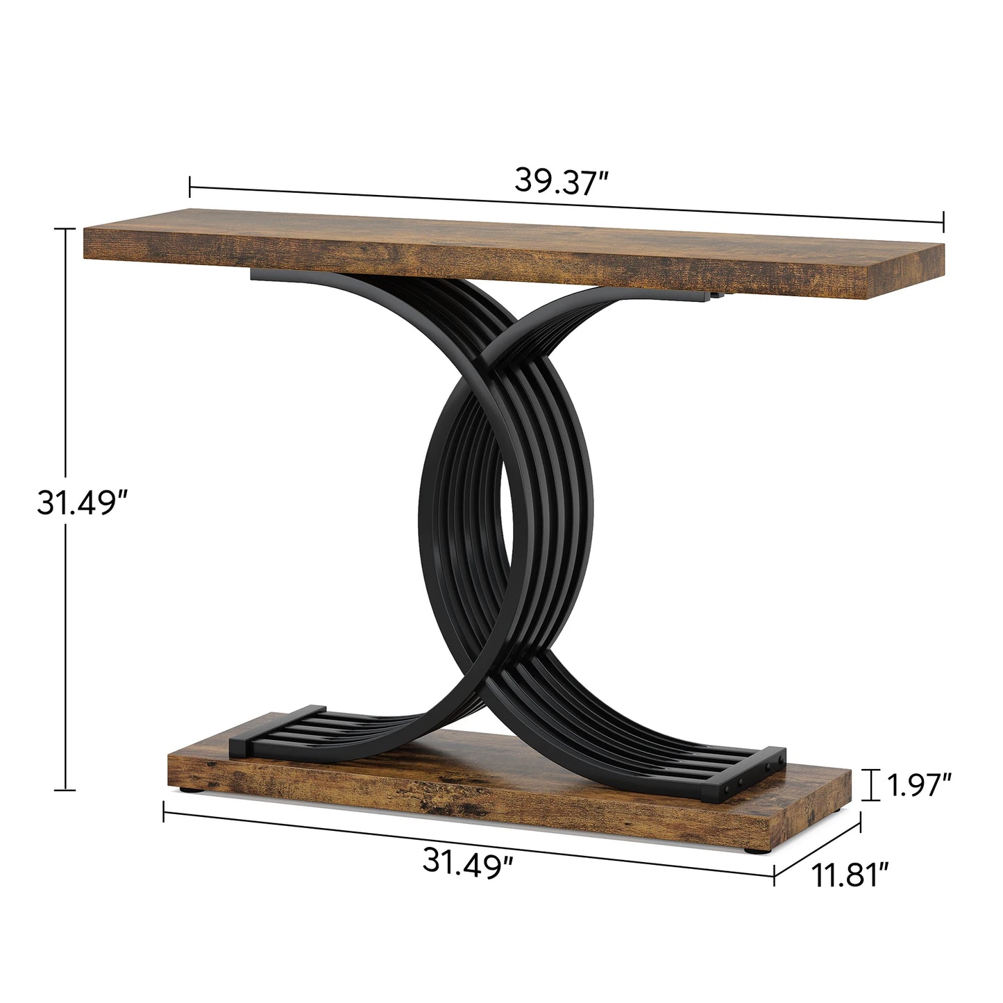 Tribesigns Gold Entryway Table, Modern 39-Inch Console Faux Marble Narrow Wood Sofa with Geometric Metal Legs - She Vibess By C2P