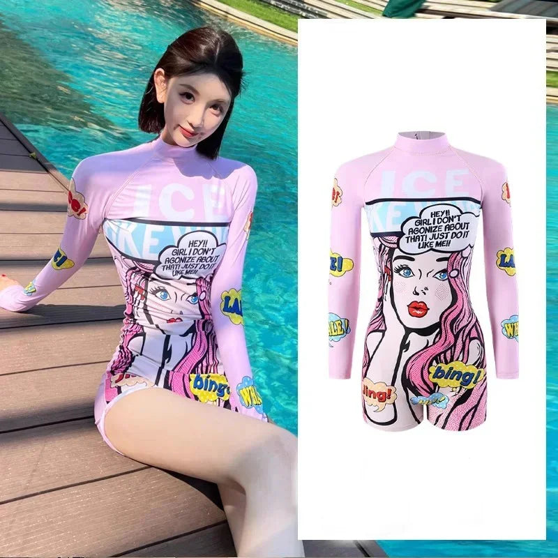 Women's Oversize Swimsuits Ins Anime Female Summer Sports Suits Chic Women's High Street Surfing Swimsuits New - She Vibess By C2P