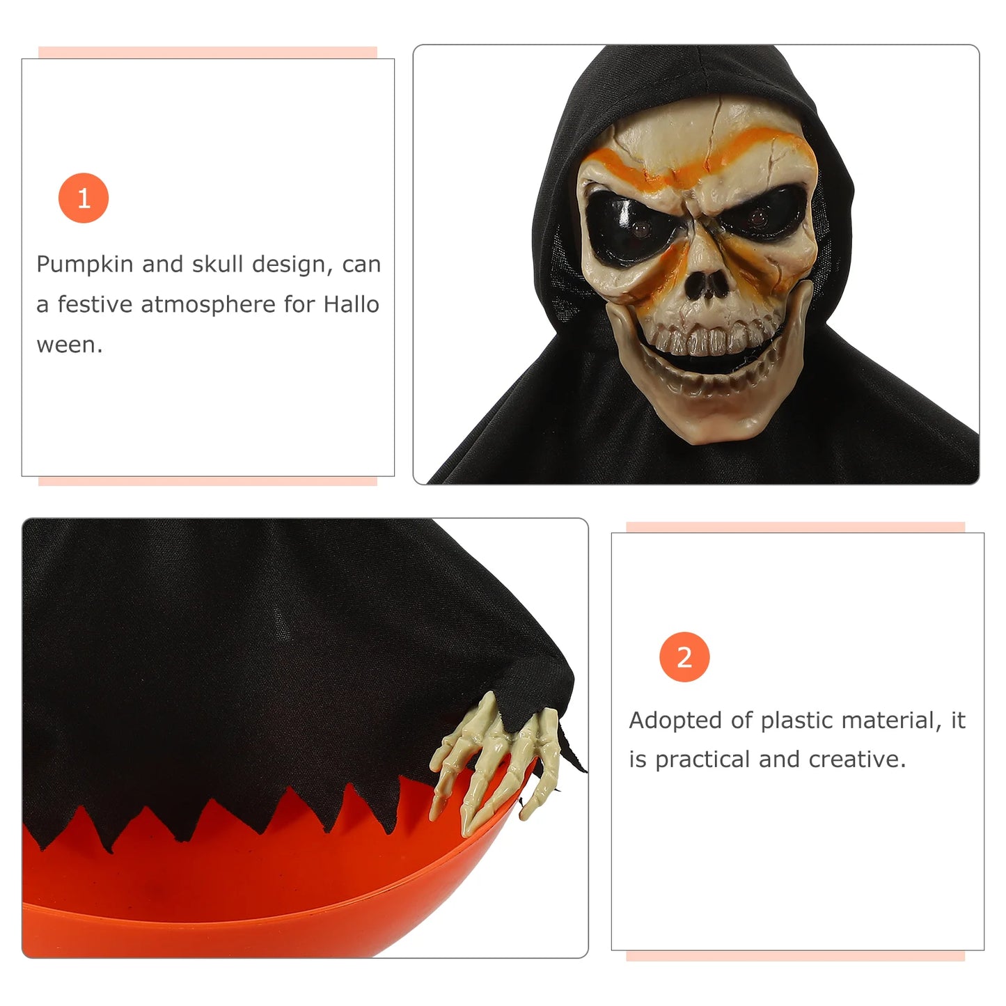 Halloween Props Animated Pumpkin Candy Holder Dish Decorations Trick Treat Bowl Snack Serving - She Vibess By C2P