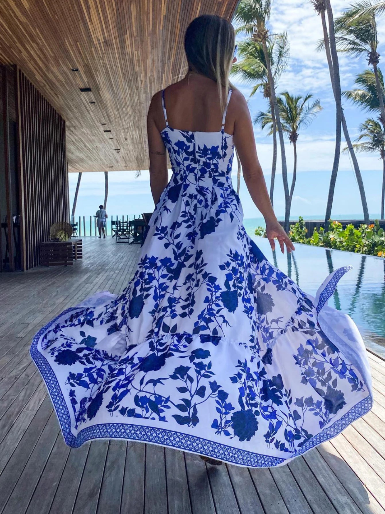 Summer Print Long Dress Women Clothing Lace Up Sling Party Dresses Pattern Strappy Ladies Hollow Out V-Neck Beach Vestidos - She Vibess By C2P