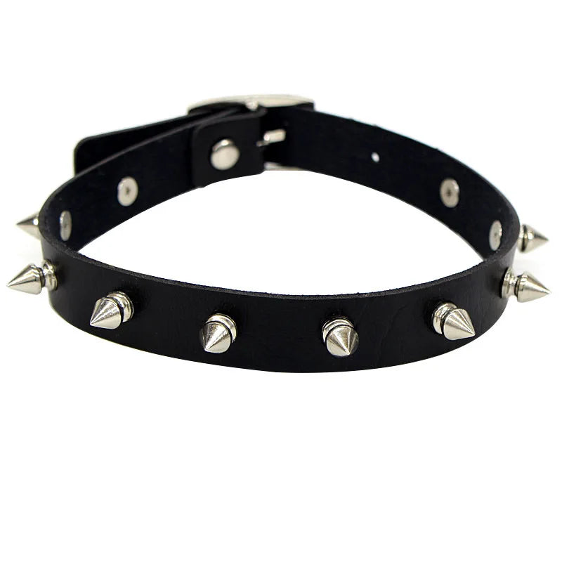 Harajuku Punk Rock Gothic Choker Necklace Women Sexy PU Leather Heart Lock Key Spike Collar Chocker Gothic Cosplay Accessories-I’m Over 21 - She Vibess By C2P