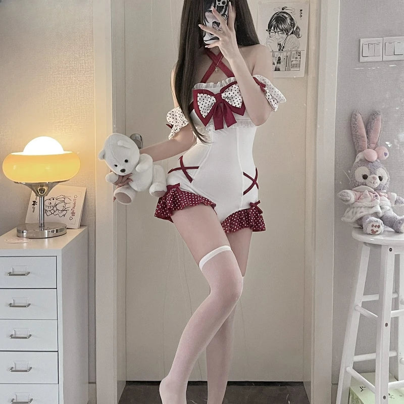 2025 New Japanese Maid Lingerie Maid Roleplay Lingerie Set Sexy Cosplay Bodysuit with Bow Pure Desire Cosplay Costume Sexy Suit-I’m Over 21 - She Vibess By C2P