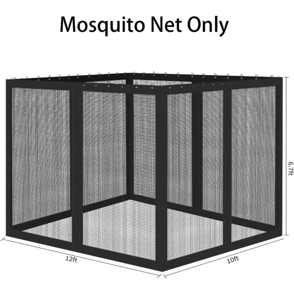 10' x 12' Outdoor Mesh Netting Screen 4-Panel Sidewall with Zipper Gazebo Universal Replacement Mosquito Netting - She Vibess By C2P