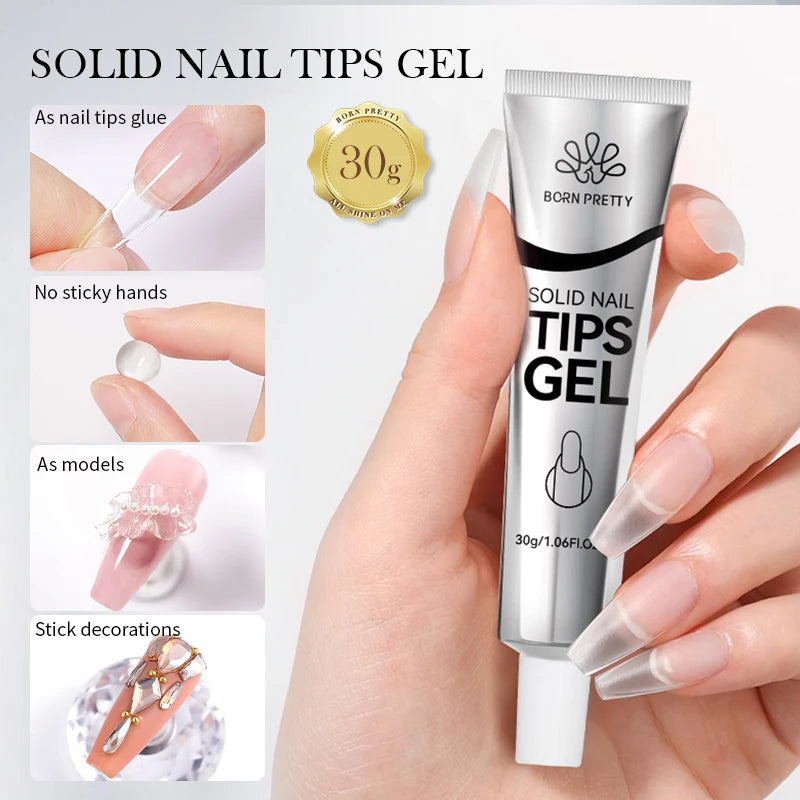 BORN PRETTY 30ml Glitter Acrylic Gel Finger Extension Nail Polish Silver Pink Extension Gel Polish Soak Off Nail Slip Solution - She Vibess By C2P