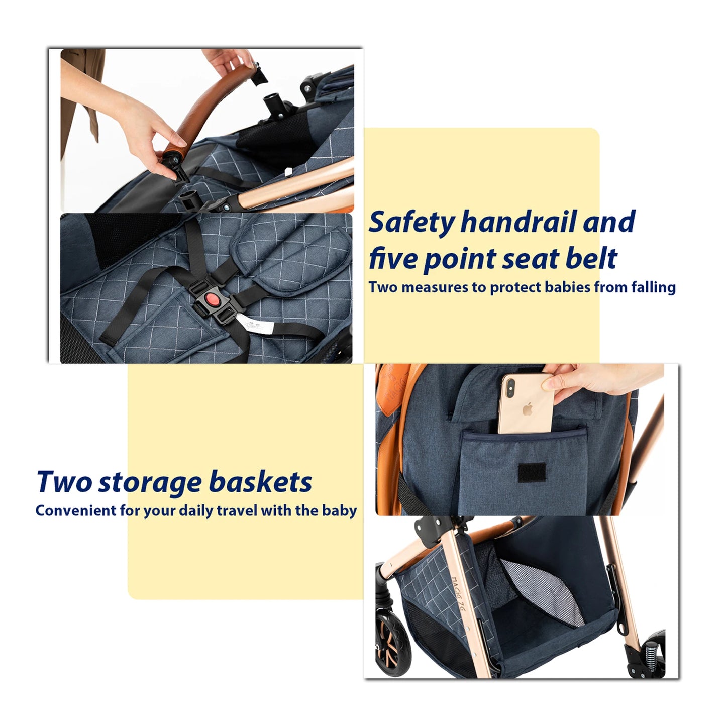 Lightweight Baby Stroller 3 in 1 Newborns Travel System Prams Multifunctional High Landscape Baby 4 IN 1 Strollers with Isofix - She Vibess By C2P