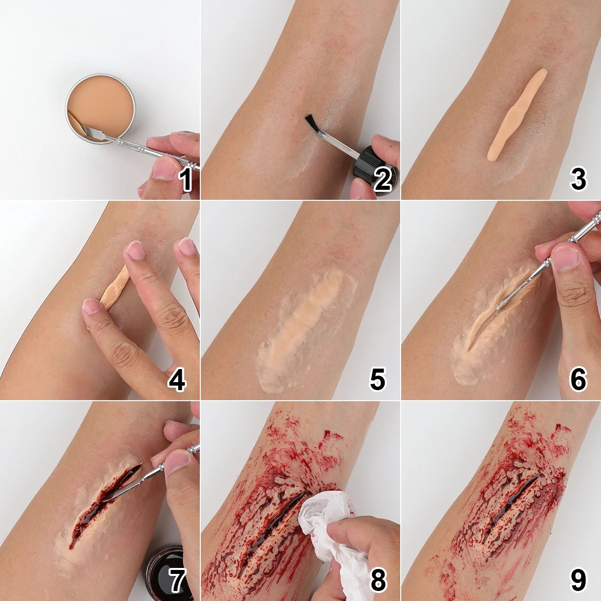 Halloween SFX Makeup Kit Scar Wax Special Effect Makeup,Face Body Paint, Spirit Gum,Sponges,Spatula,Fake Blood - She Vibess By C2P