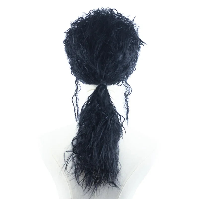 MJ Michael Cosplay Black Wig Jackson Michael Role Play Medium Long Curly Black Hair Pigtail Wig Halloween Cos Wigs + wig cap - She Vibess By C2P