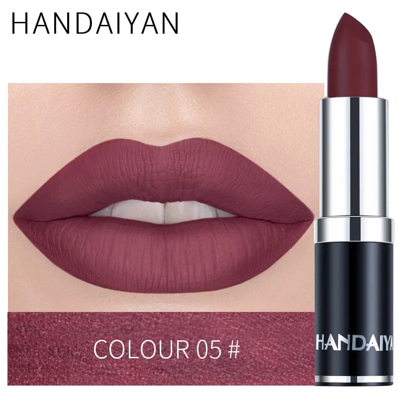 Matte Pink Velvet Lipstick Sexy Nude Red Brown Purple Lipgloss Gloss Velvety Lipstick Waterproof Makeup Long Lasting Lipstick - She Vibess By C2P