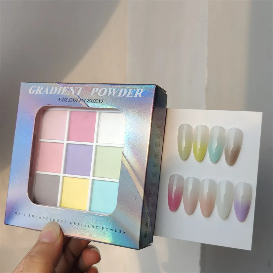 9Colors Solid Patting Nail Powders UV Polish Decoration Shimmer Fine Glitter Gradient Matte Pat Pat Manicure Polish Deco Powder - She Vibess By C2P