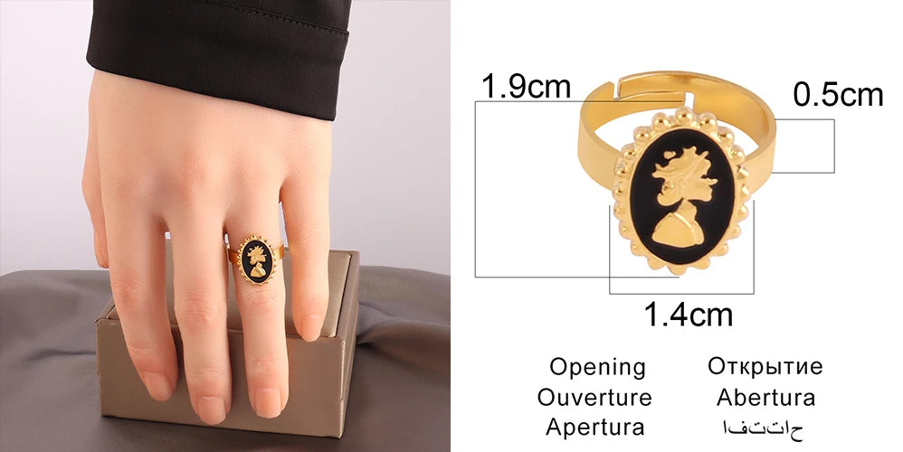 Stainless Steel Rings Open Rings For Women Rings Wide Ring Colorful Geometry Chain Female Rings Jewelry Party Gift Wholesale - She Vibess By C2P