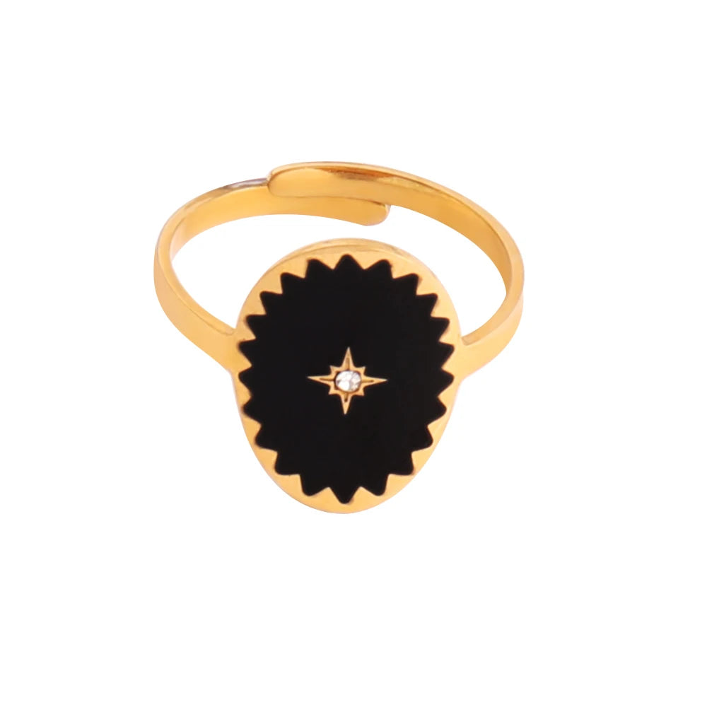 Stainless Steel Rings Open Rings For Women Rings Wide Ring Colorful Geometry Chain Female Rings Jewelry Party Gift Wholesale - She Vibess By C2P