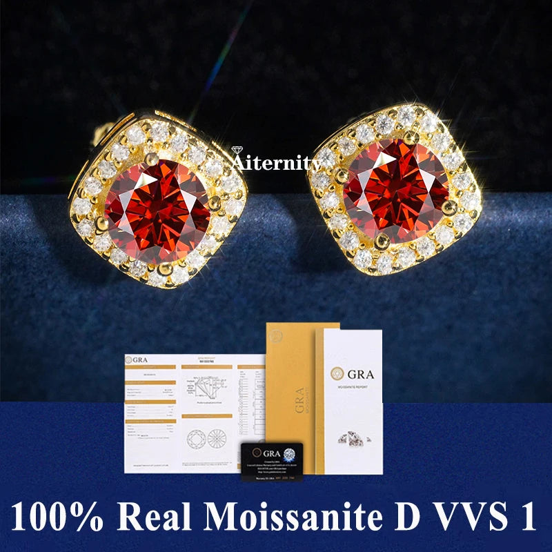 2 GRA Certificates S925 Sterling Silver Stud Earrings For Women And Men 100% Real Moissanite Pass Diamond Test Pen Fine Jewelry - She Vibess By C2P