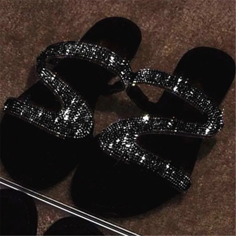 Spring/summer 2024 new sandals women bright diamond casual outdoor travel flip flop beach shoes non-slip durable slippers ms - She Vibess By C2P