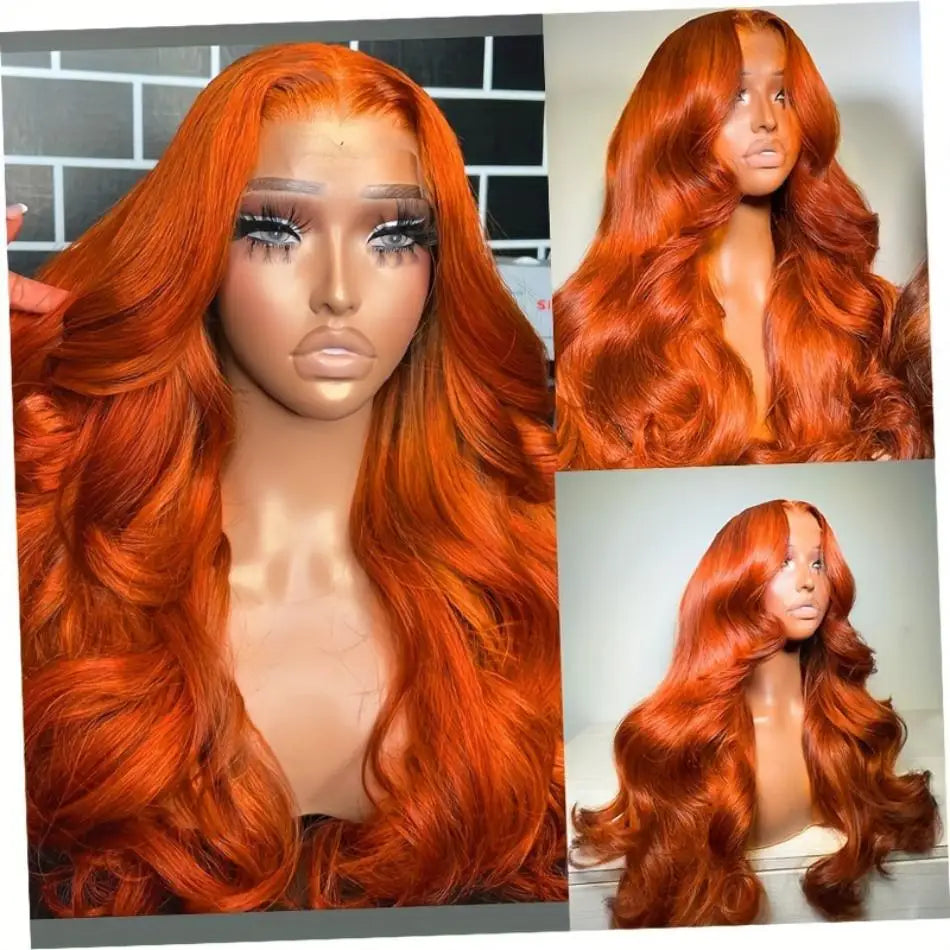 Ginger Orange Body Wave Wigs HD Lace Frontal Wig 13x6 13x4 Human Hair PrePlucked 100% Brazilian Wigs For Women Lace Front Wig - She Vibess By C2P