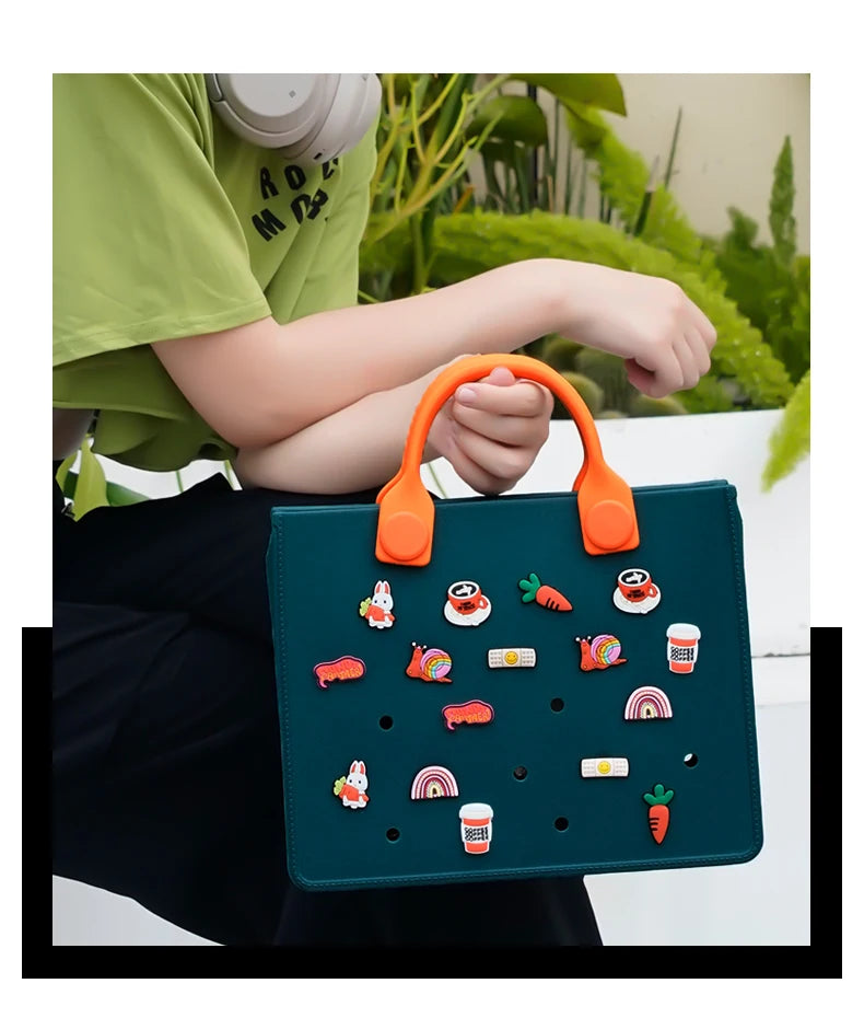 EVA Large Leather Shoulder Bag Handbag Tote Bag Storage for Women Casual Waterproof Beach Bag Hole Fit Charm Fashion Storage Bag - She Vibess By C2P