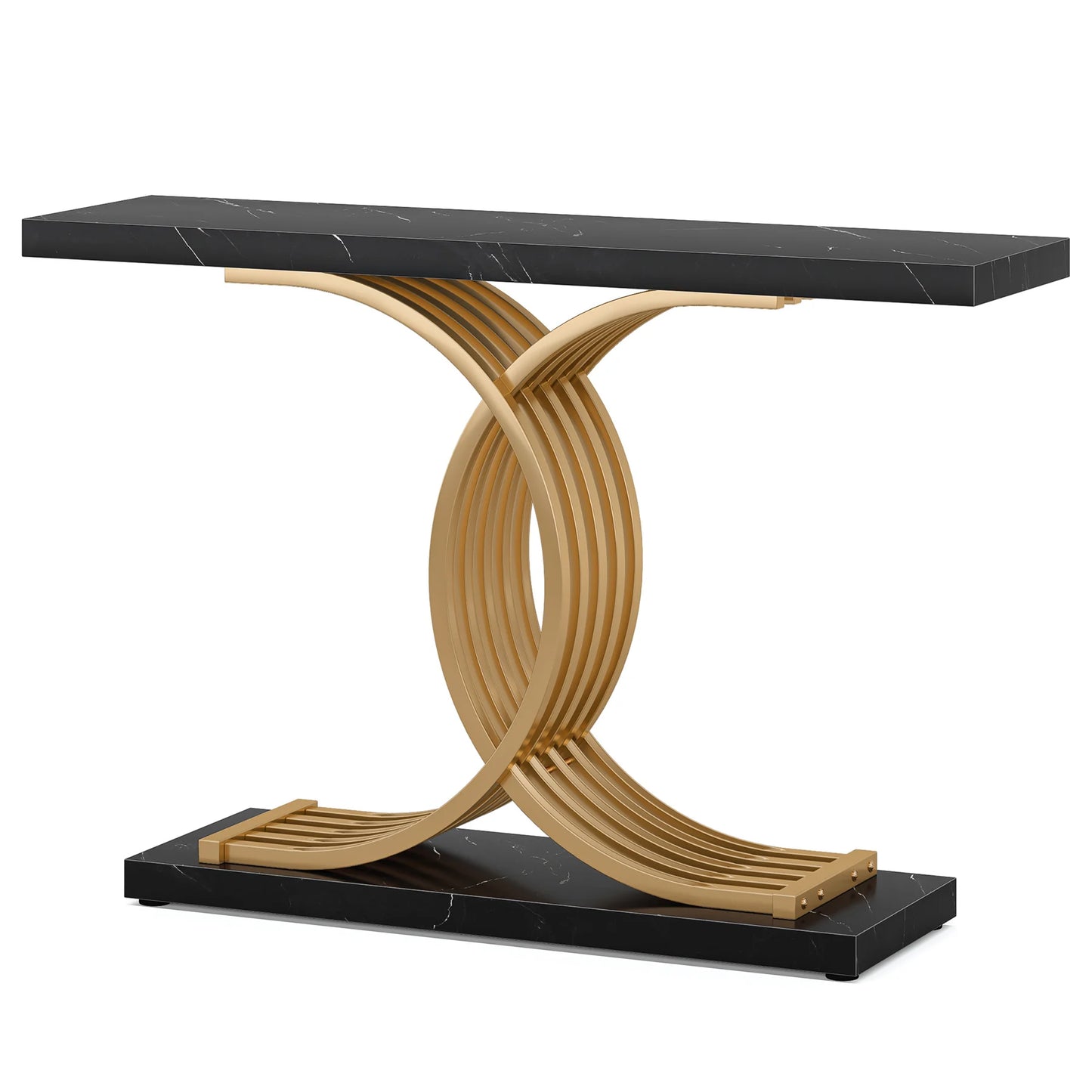 Tribesigns Gold Entryway Table, Modern 39-Inch Console Faux Marble Narrow Wood Sofa with Geometric Metal Legs - She Vibess By C2P
