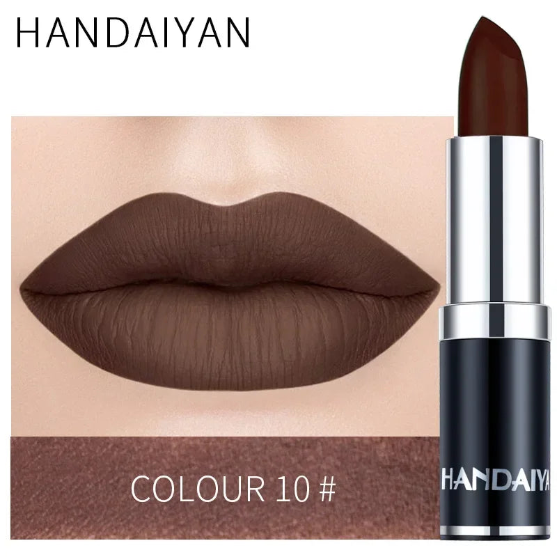 Matte Pink Velvet Lipstick Sexy Nude Red Brown Purple Lipgloss Gloss Velvety Lipstick Waterproof Makeup Long Lasting Lipstick - She Vibess By C2P