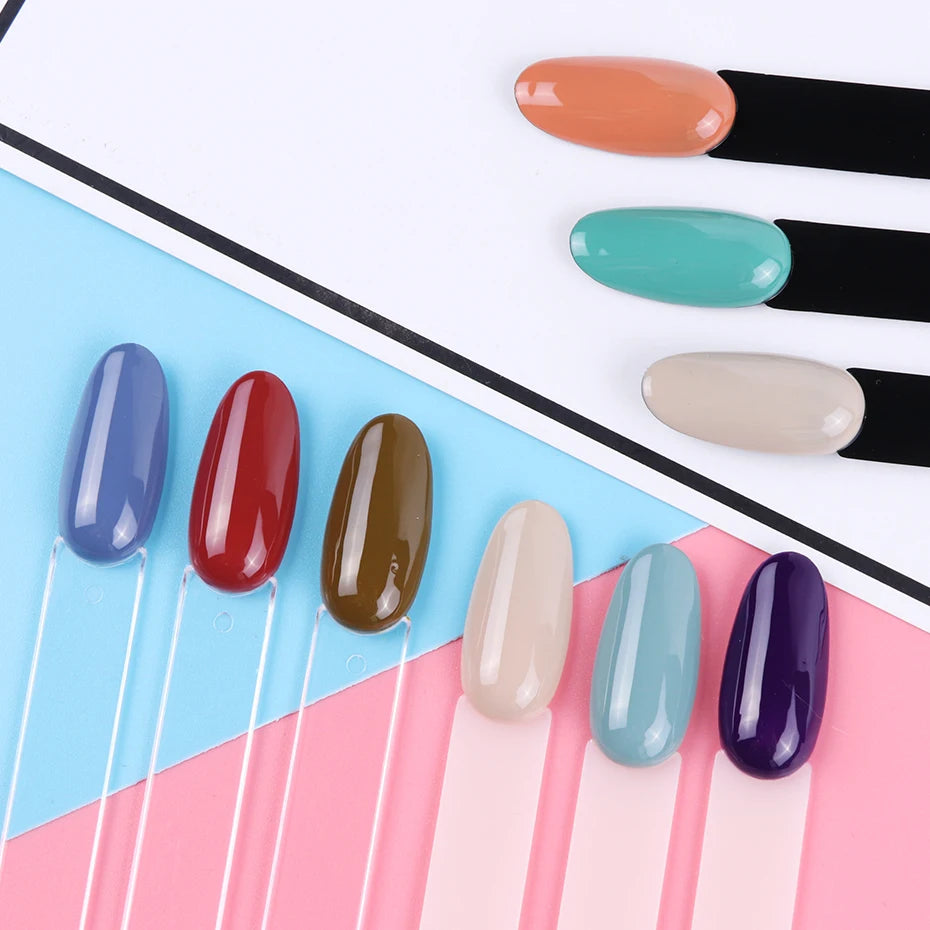50pcs False Nail Display Tips Clear Nature Color Chart Oval Fan Style UV Gel Polish Swatch Shows Palette Practice Manicure Tools - She Vibess By C2P