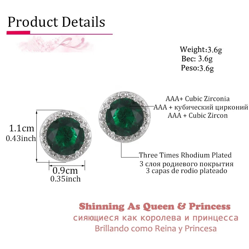 LXOEN Fashion White Clear 8mm Round Cubic Zircon Stud Earrings For Women Wedding Jewelry Trendy Crystal Earrings brinco Gift - She Vibess By C2P